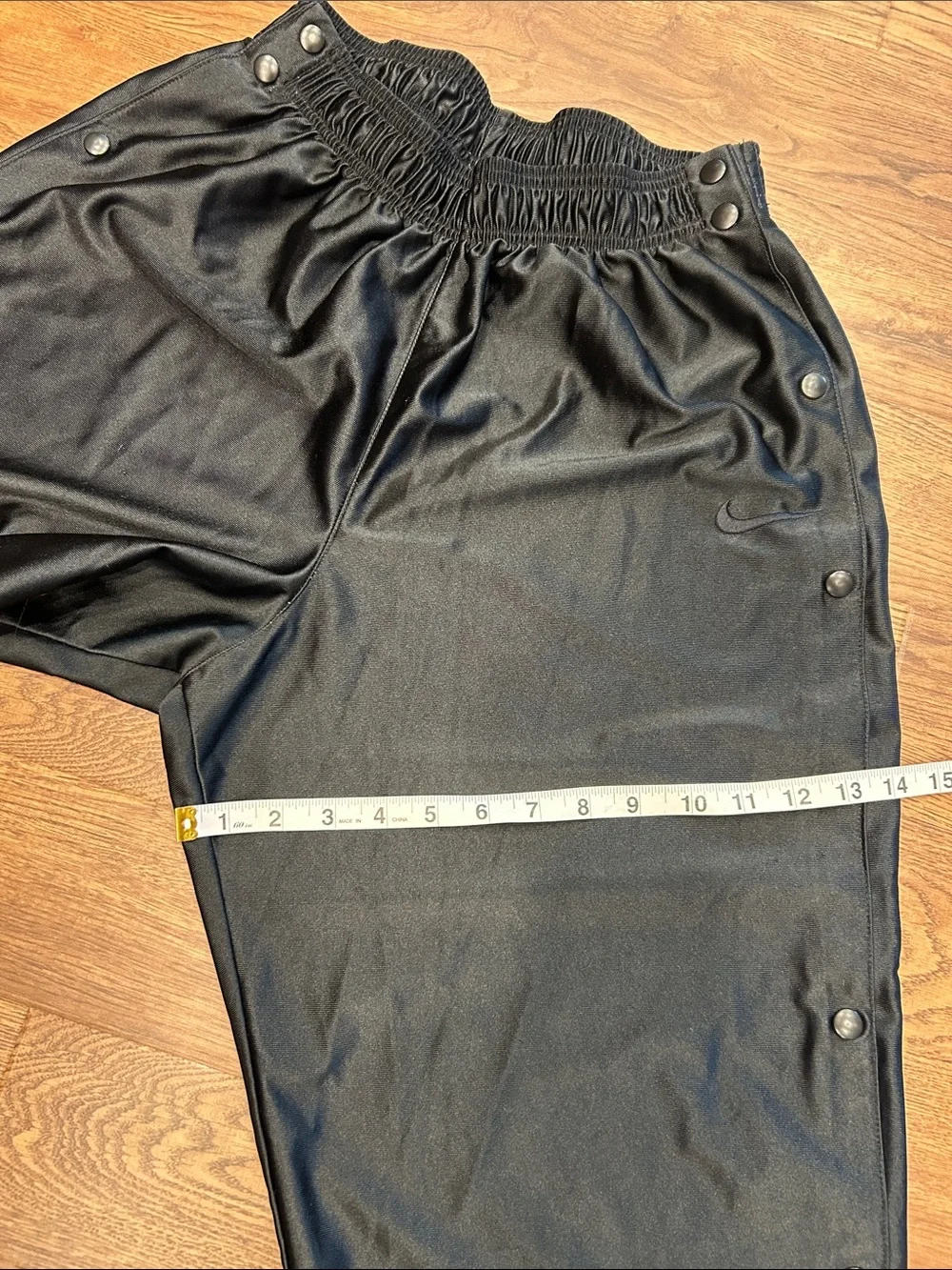 Nike Vintage Tear Away Black Track Pants Womens L (12-14) 90s Y2K
